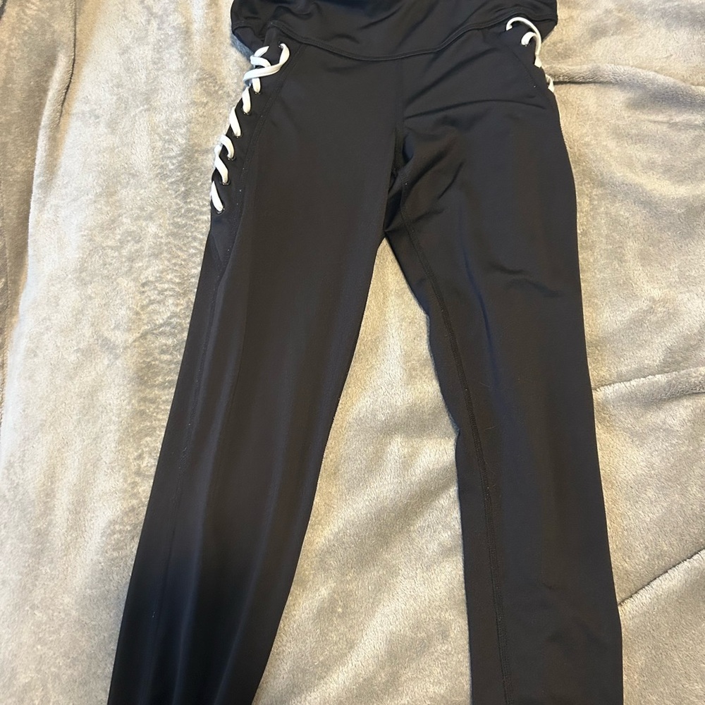 Black Lace-Up Pants